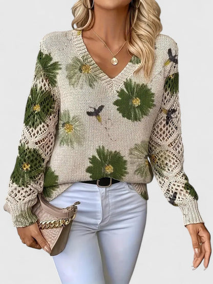 Magnolia | Eleganter Pullover mit floralem Muster