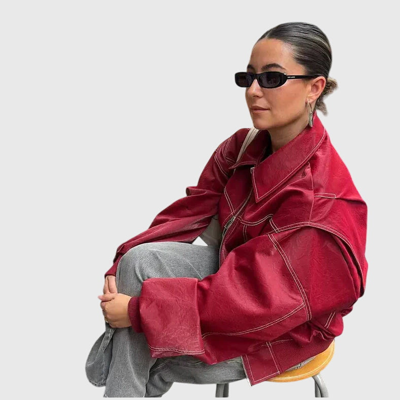 Faye™ – Oversized Lederjacke