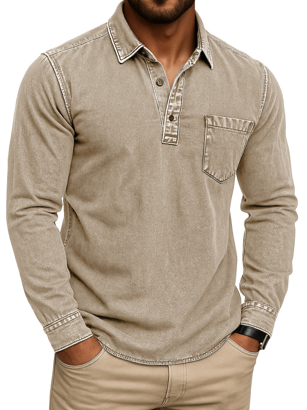 Noah™ I Vintage-Polohemd mit Stehkragen