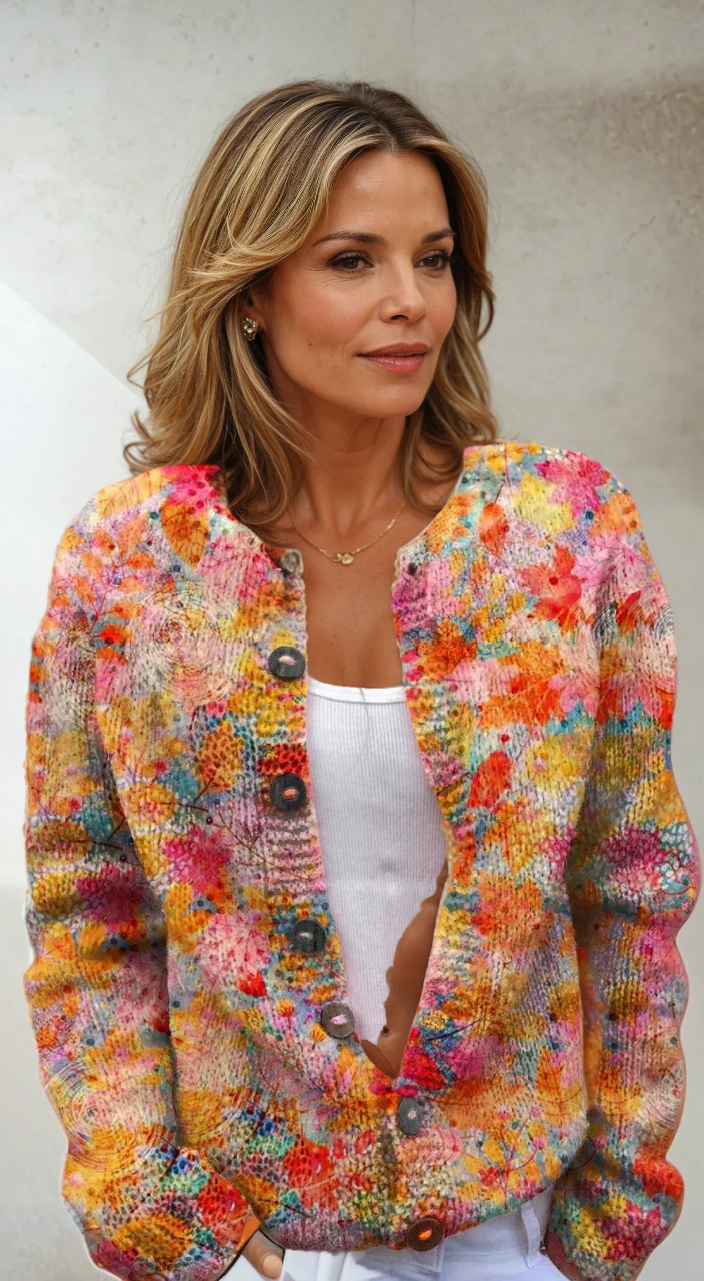 Blumenmuster Knopffront Freizeit Cardigan Pullover