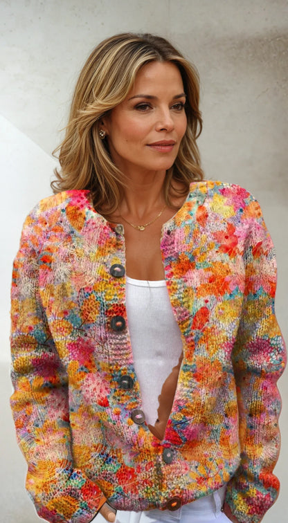 Blumenmuster Knopffront Freizeit Cardigan Pullover