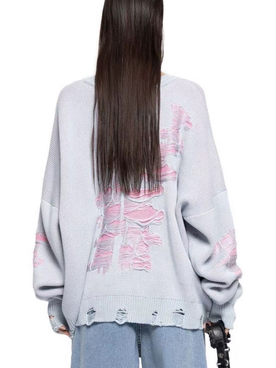 Liber Autumn Damen Kontrastfarbe zerrissener Patchwork Pullover