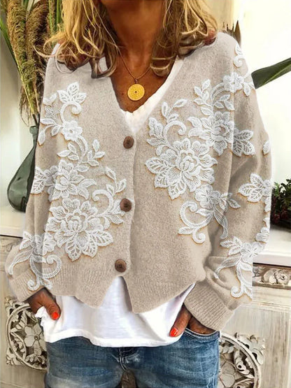 Luna | Floral Lace Strickcardigan