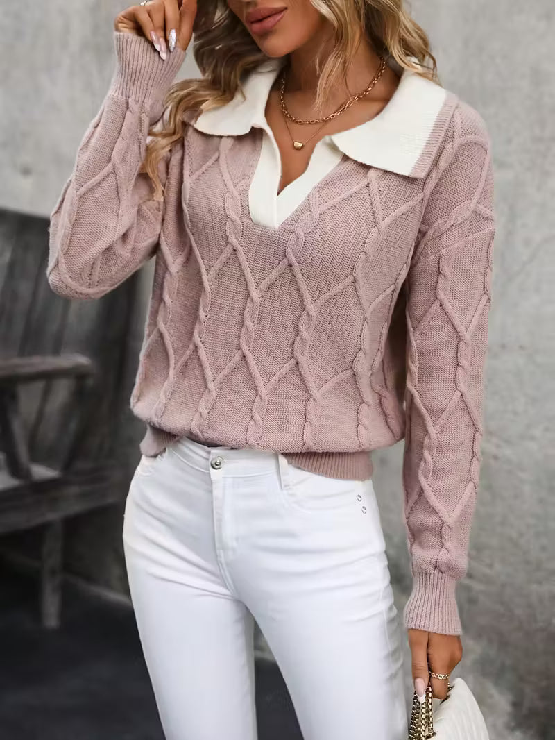 Mahalia - Pullover mit Kabelstrick und Kragen