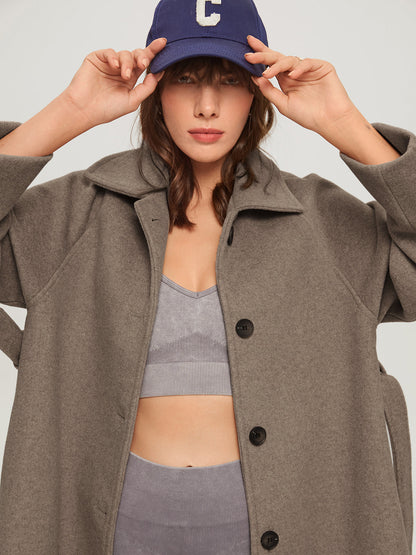 Übergroßer gebürsteter Gürtel-Langmantel