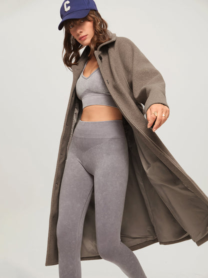 Übergroßer gebürsteter Gürtel-Langmantel