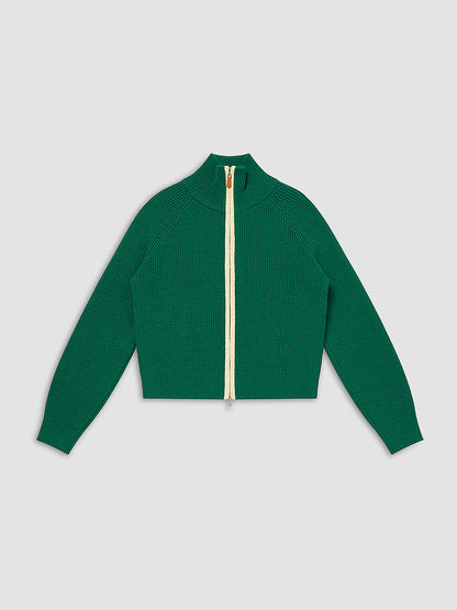 Zwei-Wege-Reißverschluss Kontrastbesatz Cardigan