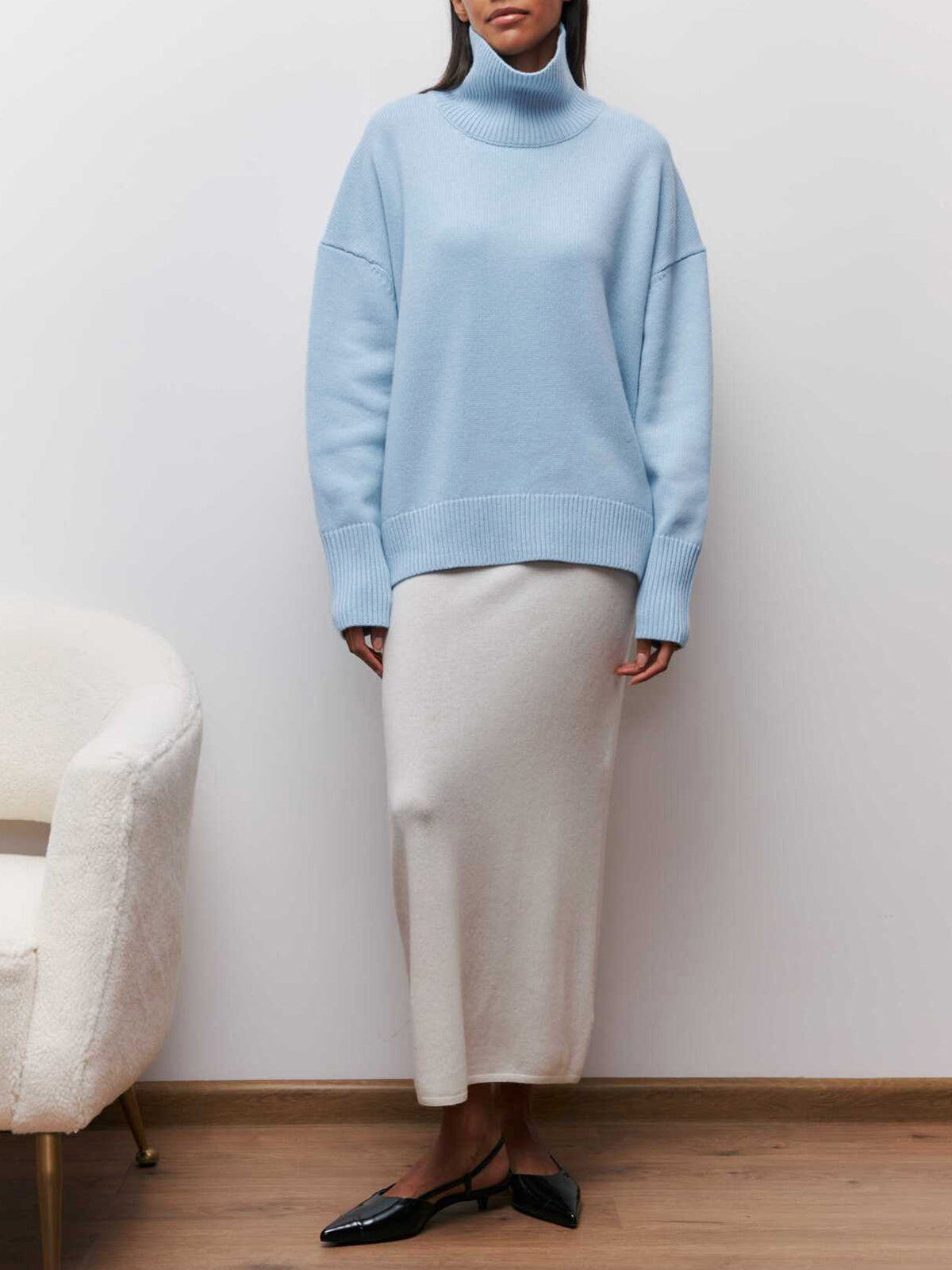 Wolkenloser Himmel Rollkragen Oversized Pullover