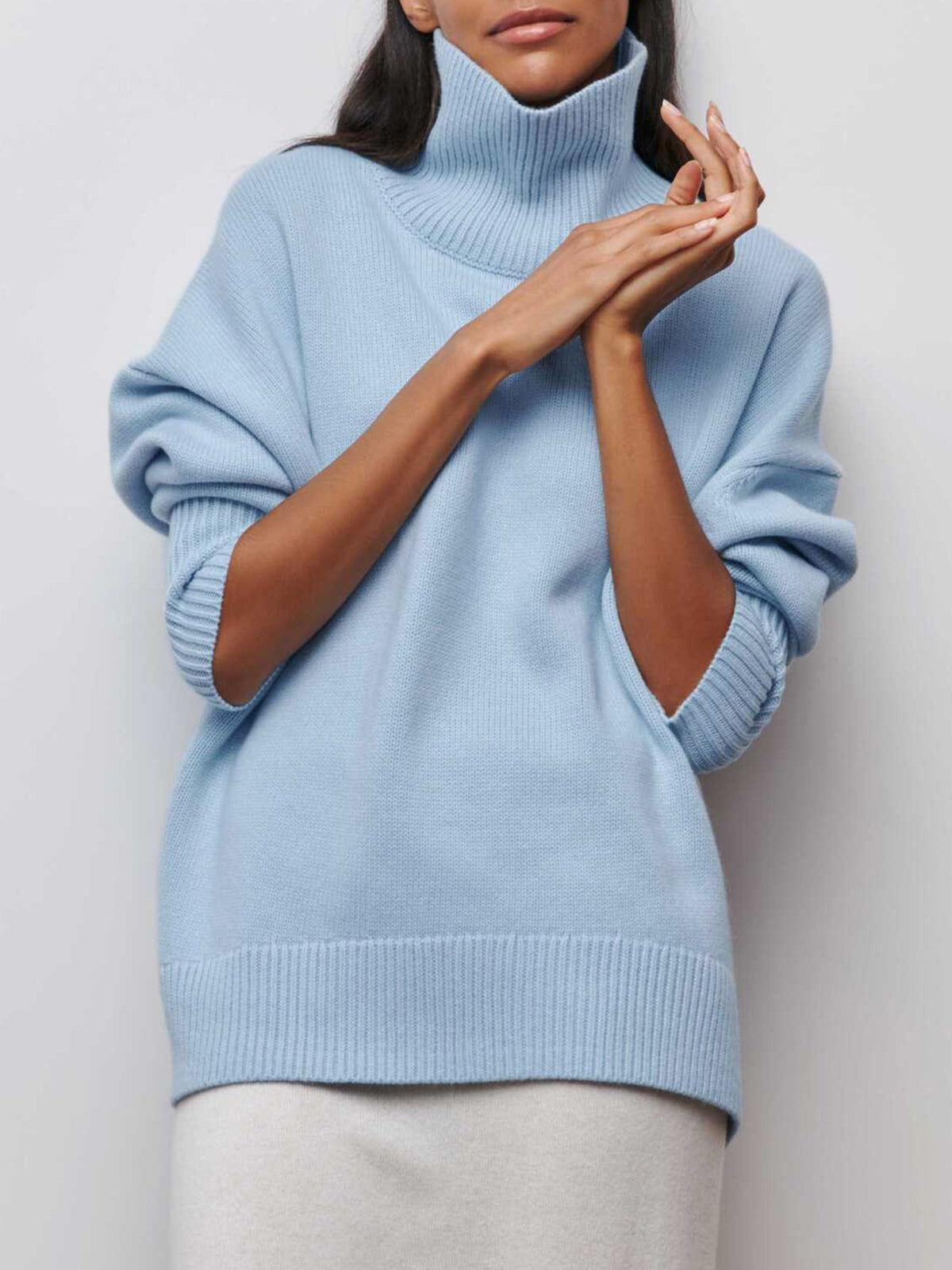Wolkenloser Himmel Rollkragen Oversized Pullover
