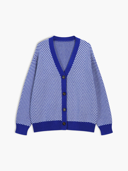 Übergroßer Fischgrätenstrick-Cardigan