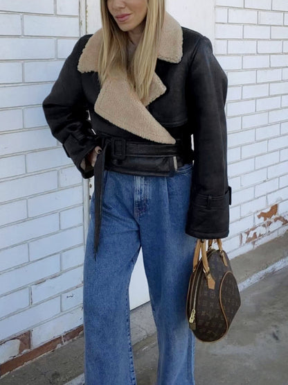 Zu Gesegnet Sherpa Futter Schafleder Fliegerjacke