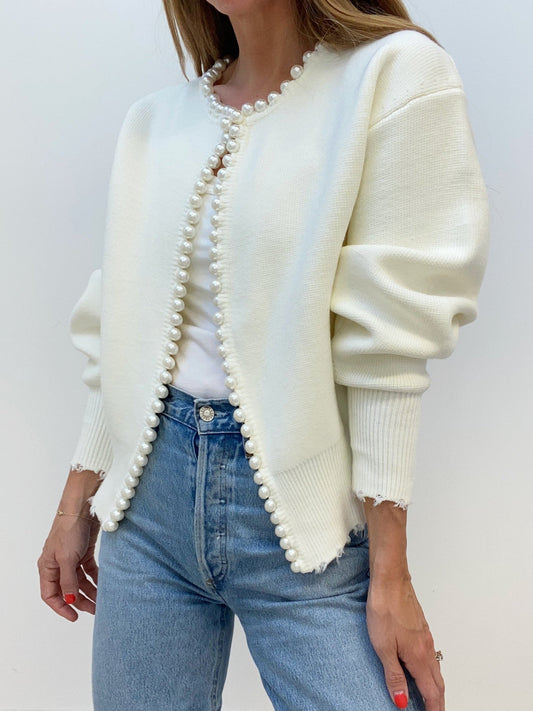 Cardigan mit Perlenbesatz