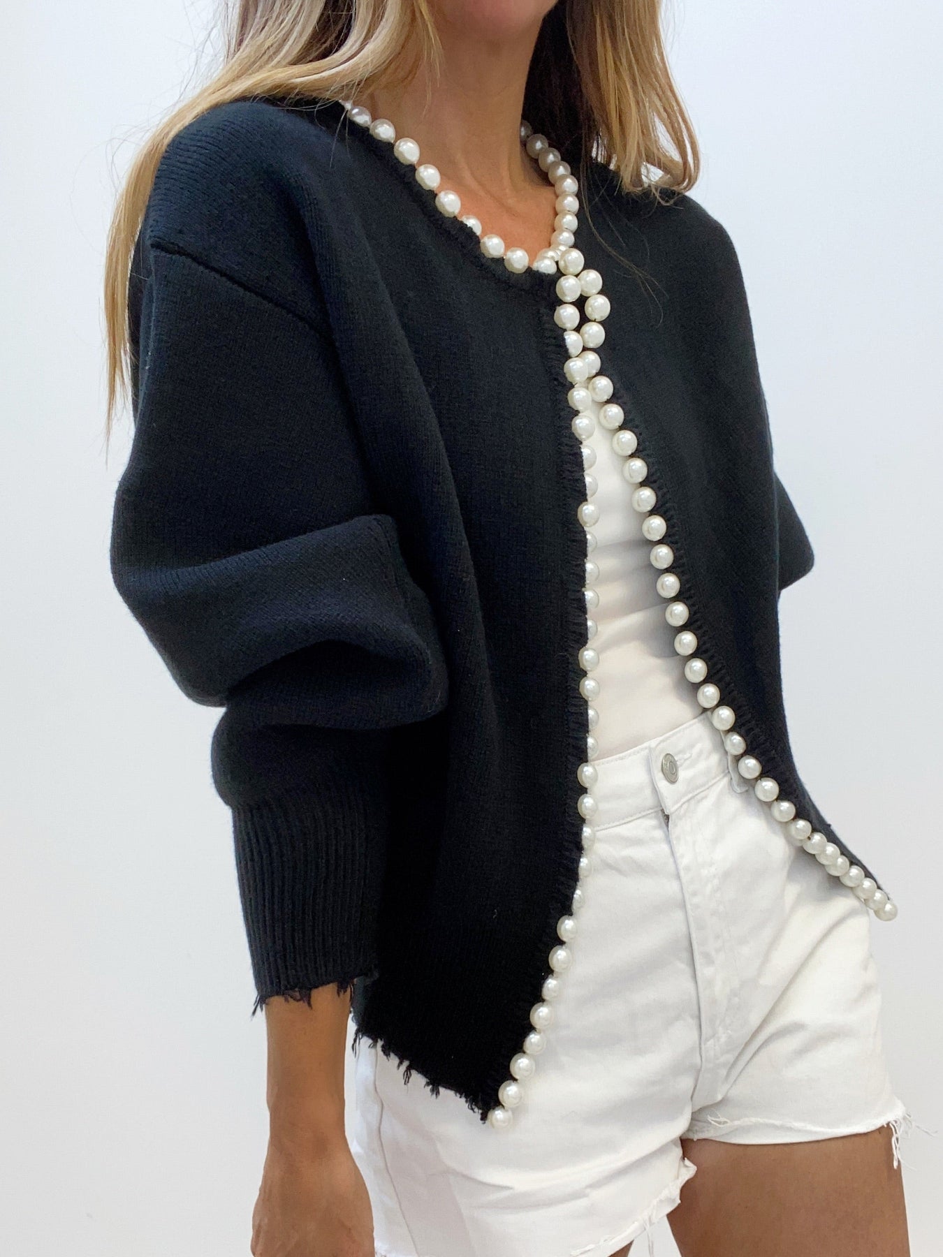 Cardigan mit Perlenbesatz