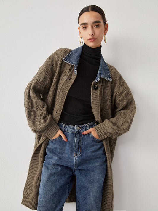 Diamantstich Strick Longline Cardigan