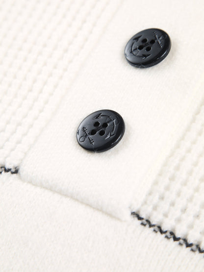 Offener Kragen Knopf-Oben Pullover