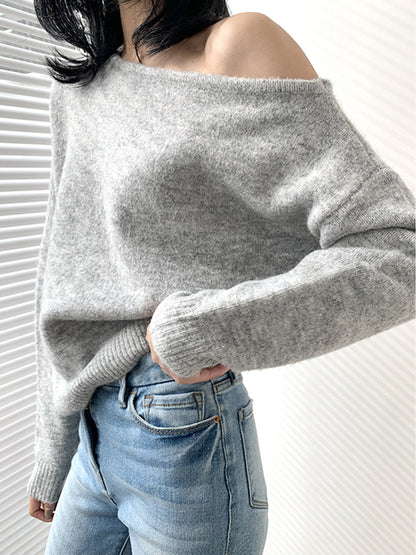 Ein Schulter Asymmetrischer Pullover