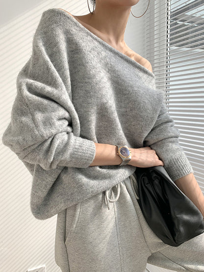 Ein Schulter Asymmetrischer Pullover
