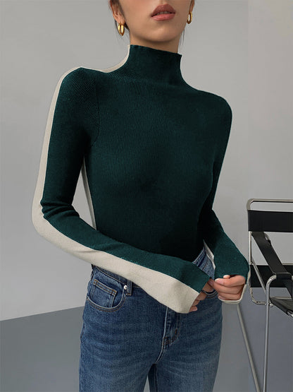 Zweifarbiges, doppelseitiges Stricktop mit langen Ärmeln