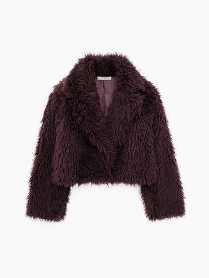 Fuzzy Faux Fur Kurzer Mantel