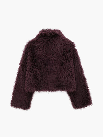 Fuzzy Faux Fur Kurzer Mantel