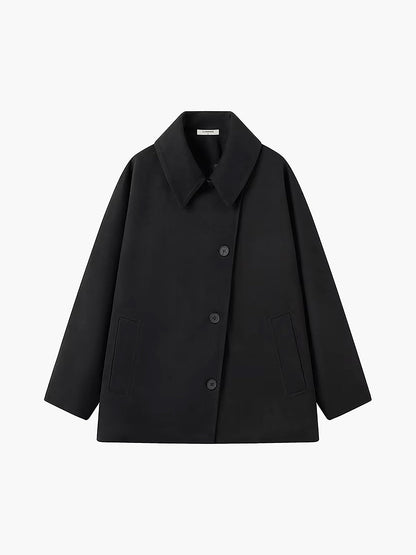 Solide Übergroße Taschenknopfjacke