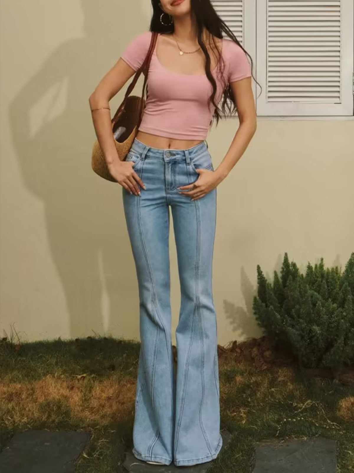 Denim-Taschen Schlagjeans