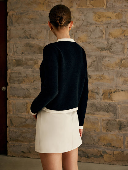 Kontrastbesatz Jersey Cardigan