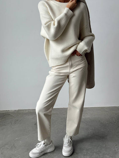 Baumwollmischung Pullover mit Strickdetails