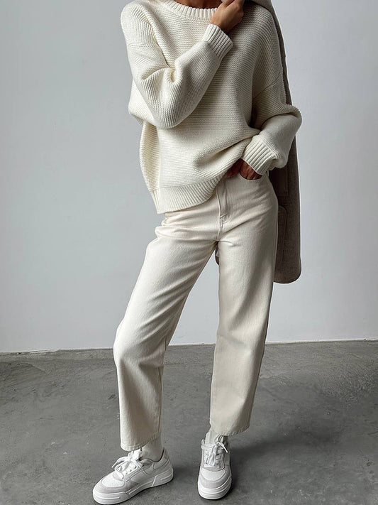 Baumwollmischung Pullover mit Strickdetails