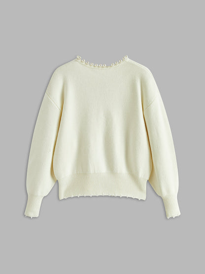Cardigan mit Perlenbesatz