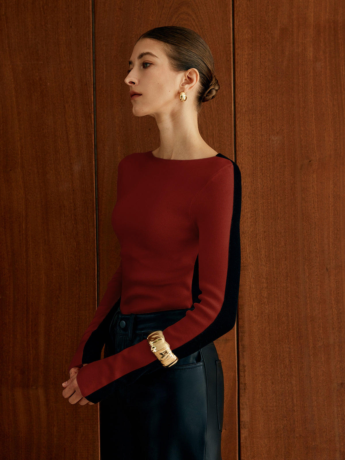 Zweifarbiger Stricktop
