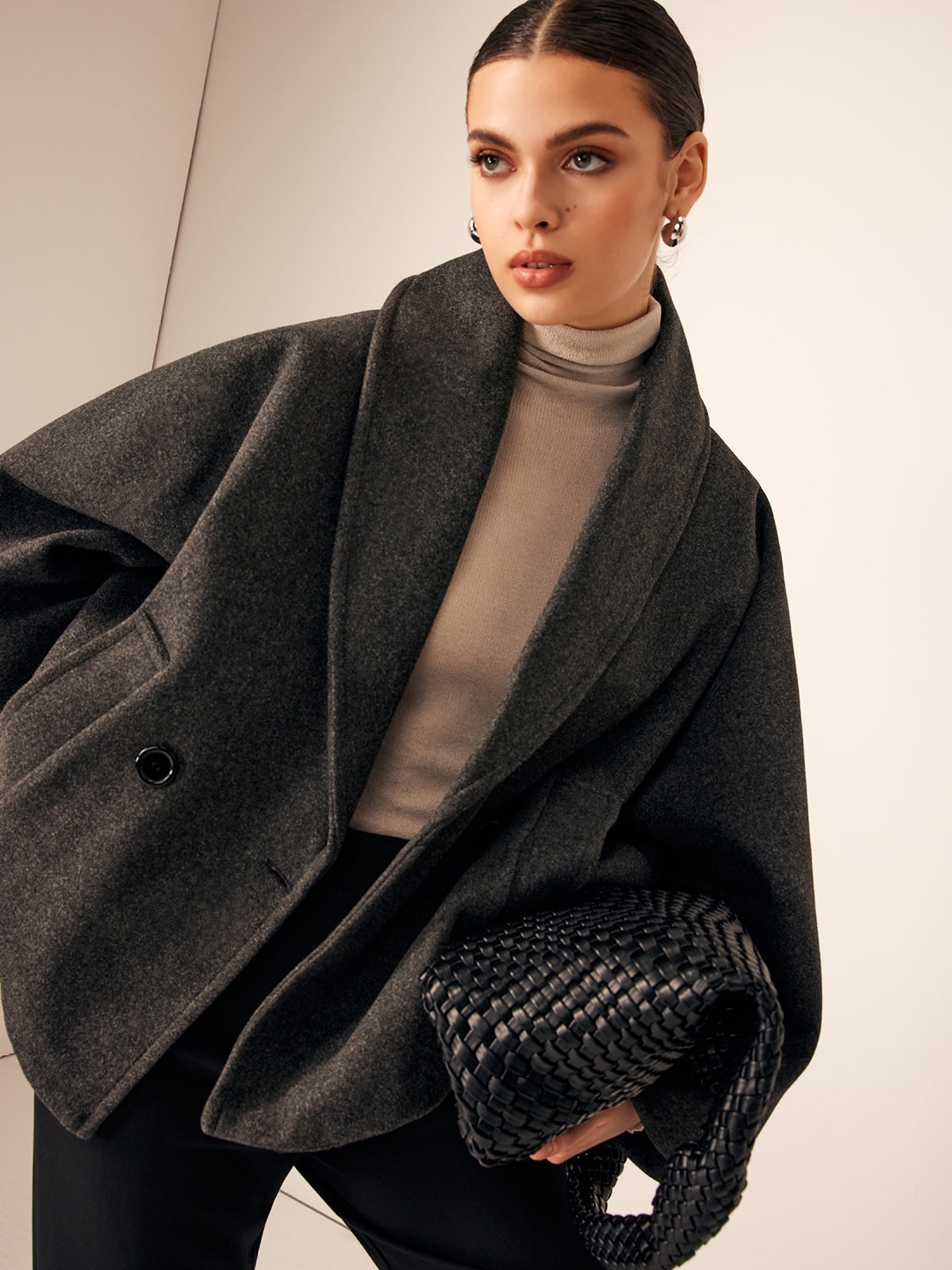 Tweed Taschen Lockerer Mantel