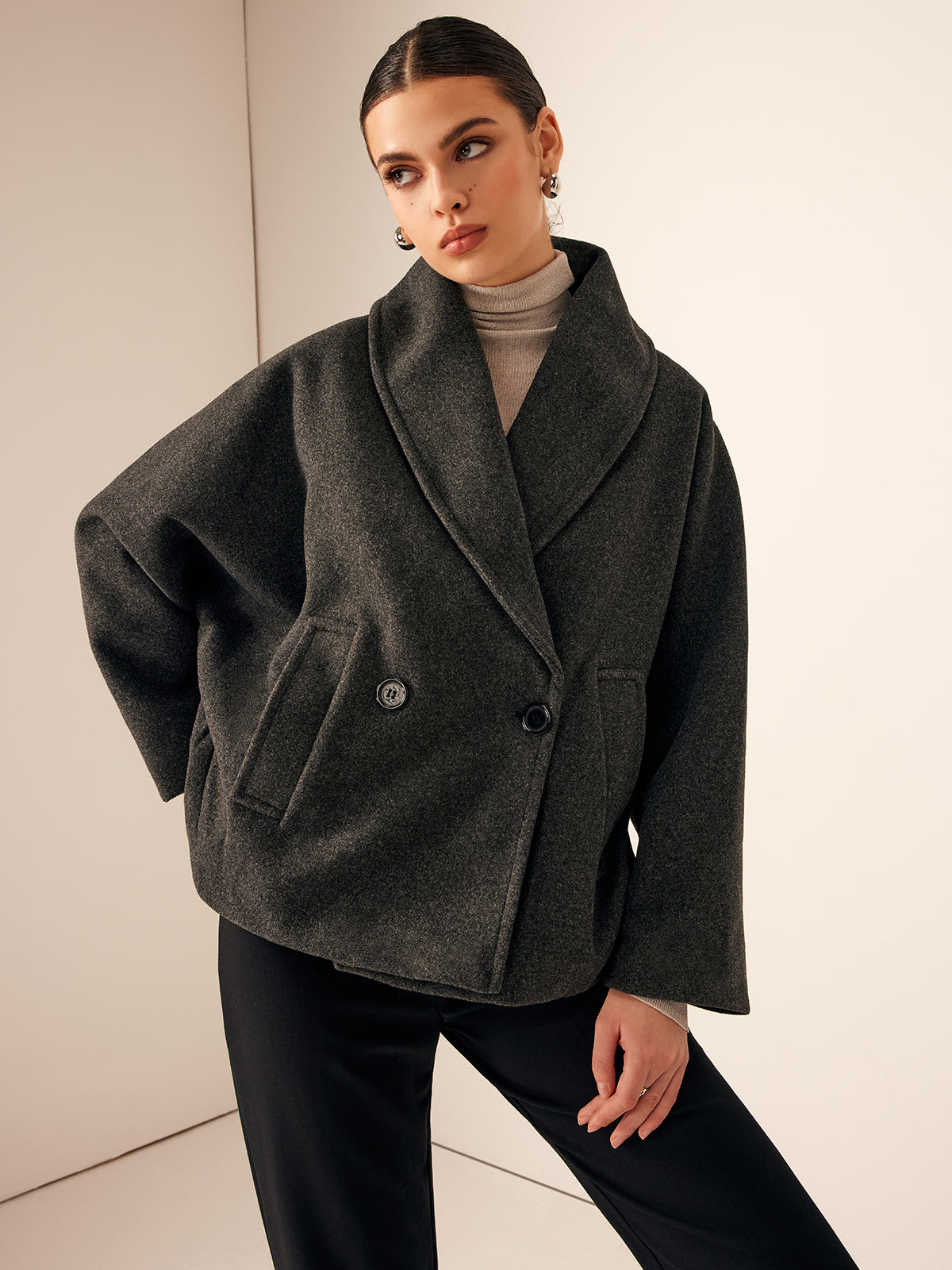 Tweed Taschen Lockerer Mantel