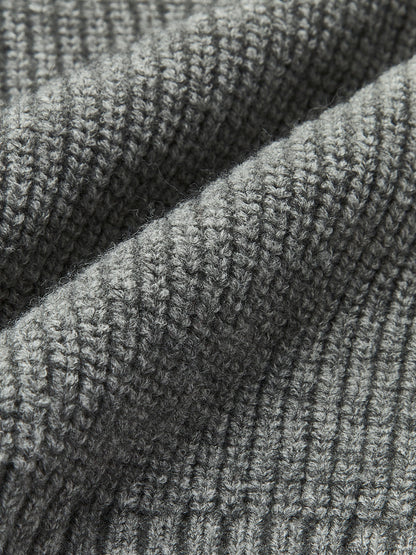 Denim-Panel-Rippkragenpullover