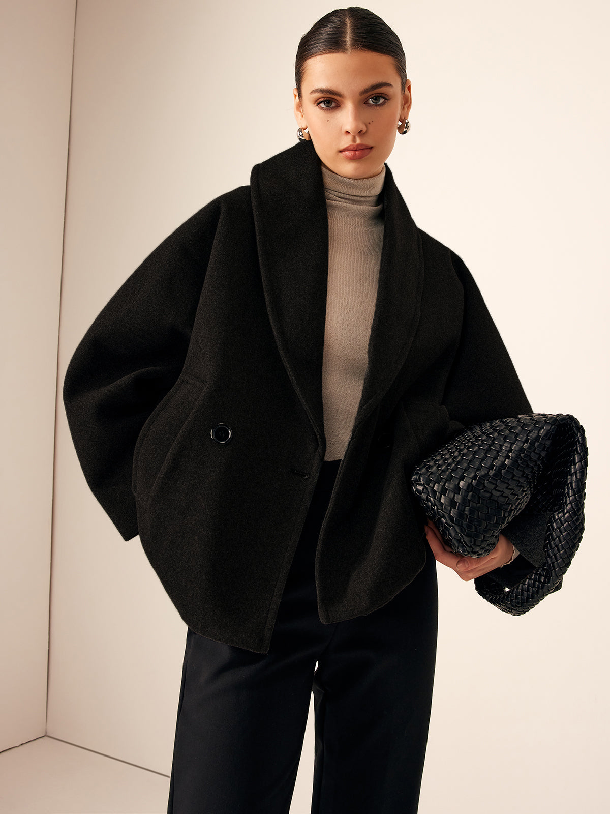 Tweed Taschen Lockerer Mantel