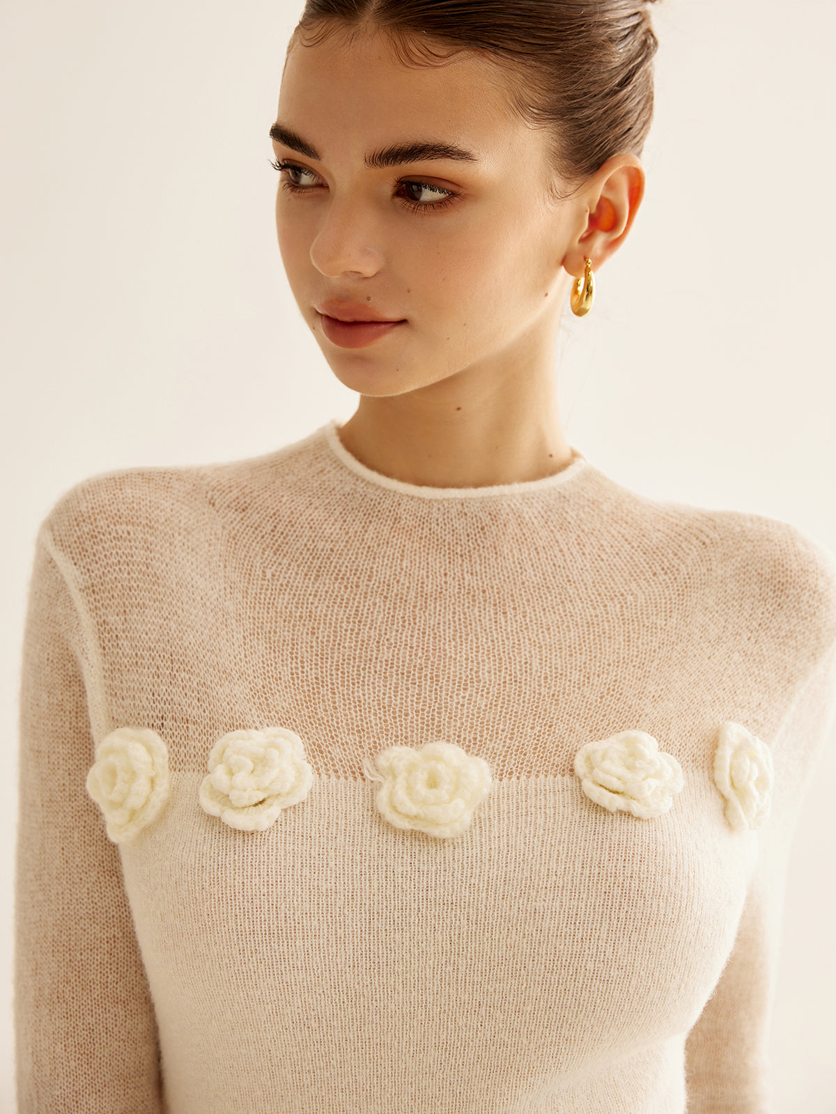3D Blumenpanel Weiches Stricktop