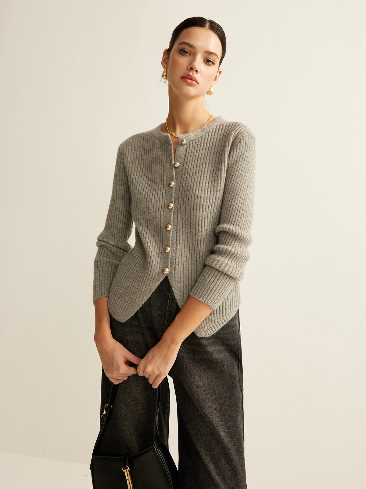 Knopf-Down Split Cardigan