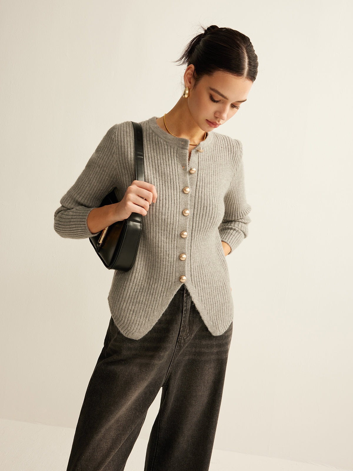 Knopf-Down Split Cardigan