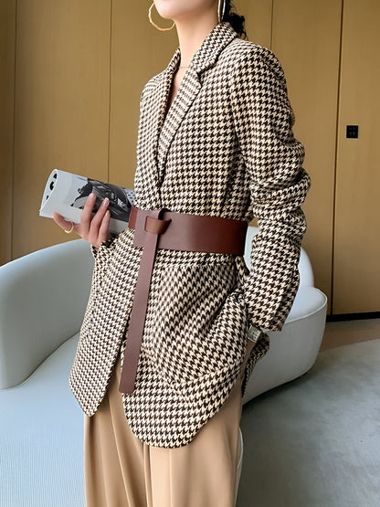 Hahnentritt Split Blazer Mit Gürtel