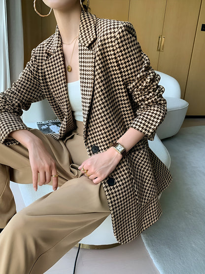 Hahnentritt Split Blazer Mit Gürtel