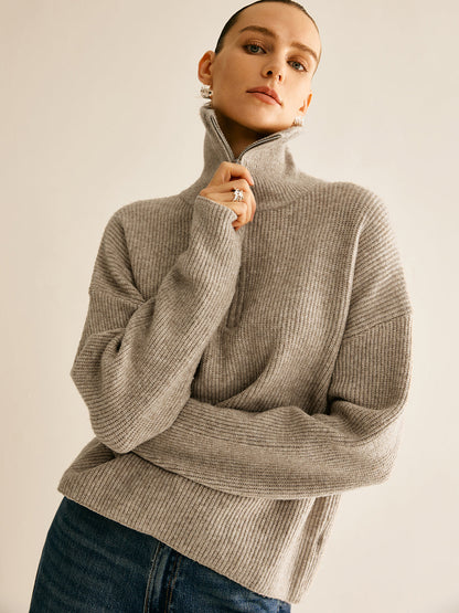 Wollmischung Reißverschluss Pullover Ko-ords