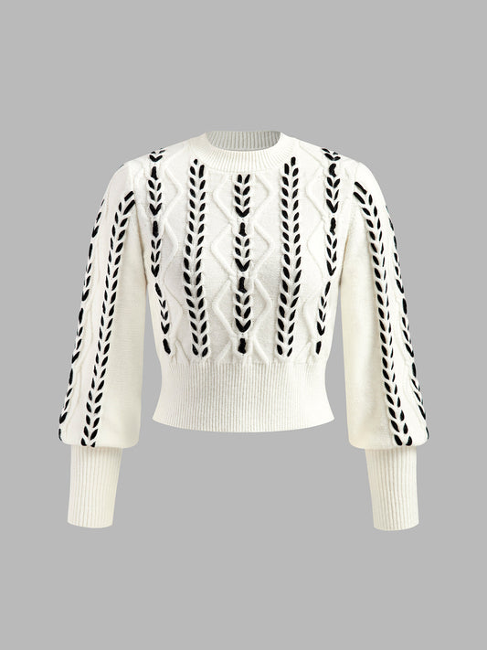 Kontrast Bindung Geraffter Pullover