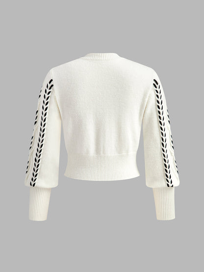 Kontrast Bindung Geraffter Pullover