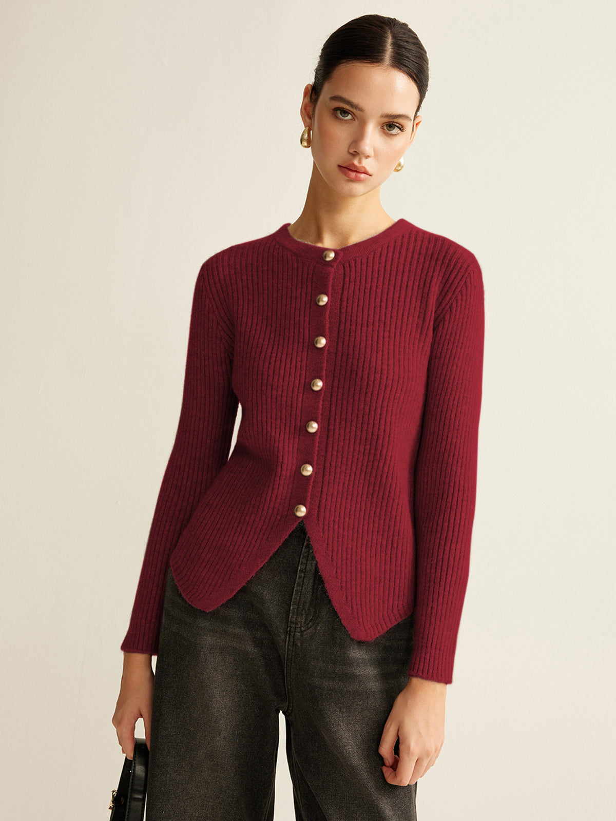 Knopf-Down Split Cardigan