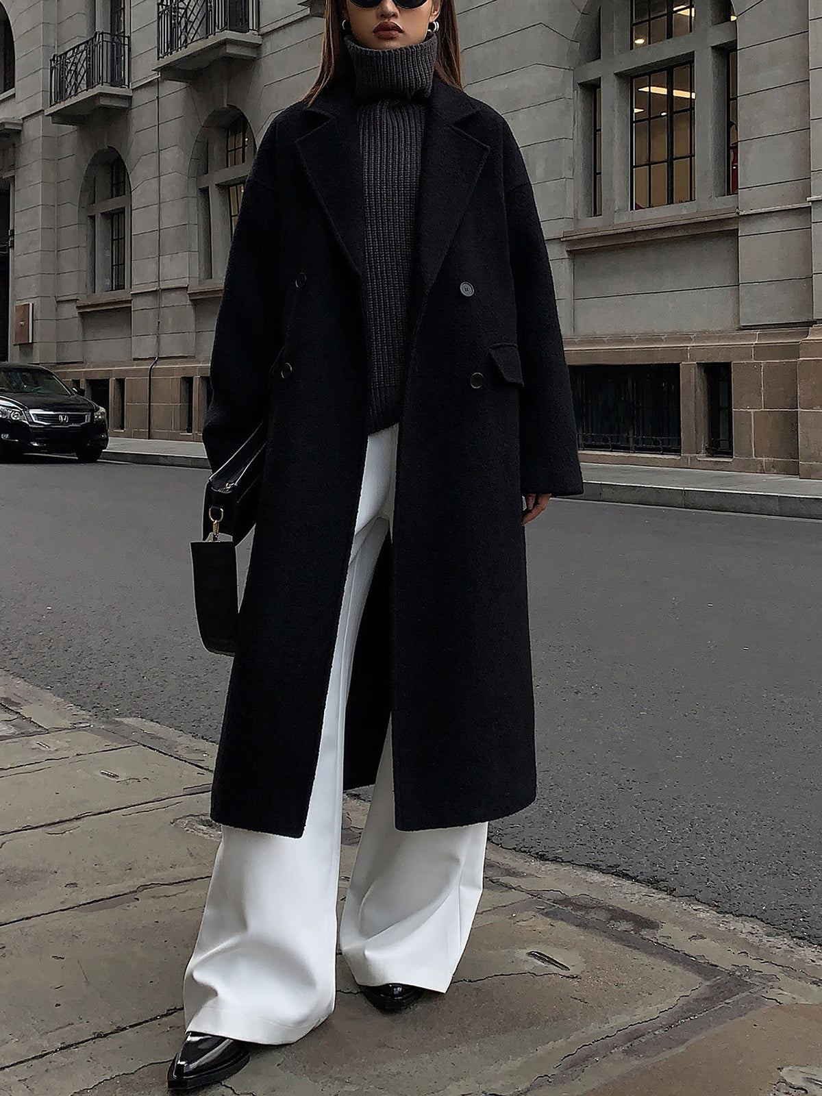 Wollmischung Tweed Langmantel