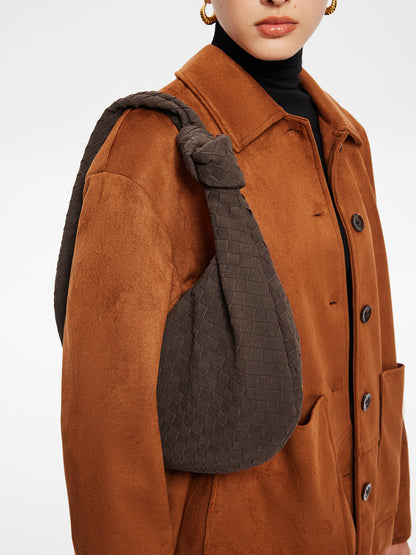 Gerundete Gewebte Geknotete Wildledertasche