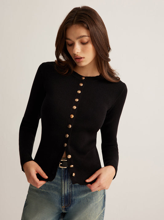 Knopf-Down Skinny Stricktop
