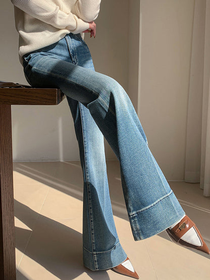 Gewaschene Slim Draped Denim-Hose