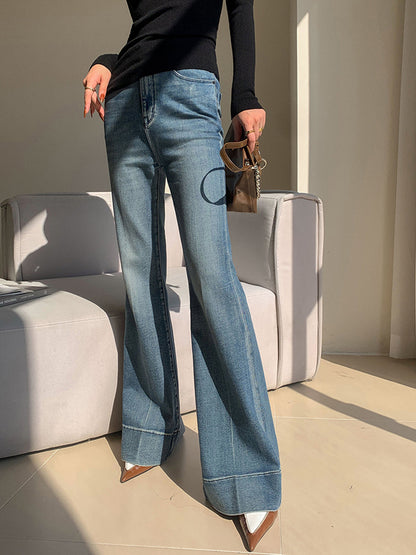 Gewaschene Slim Draped Denim-Hose