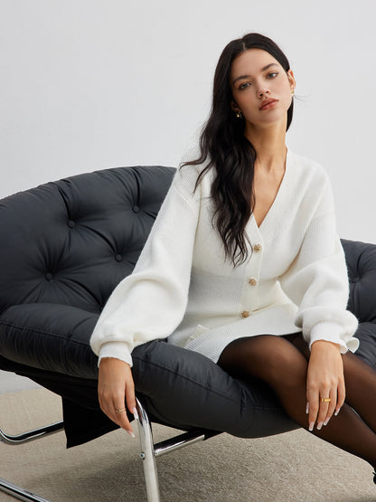 Eleganter Knopf Schlitz Taillierter Cardigan